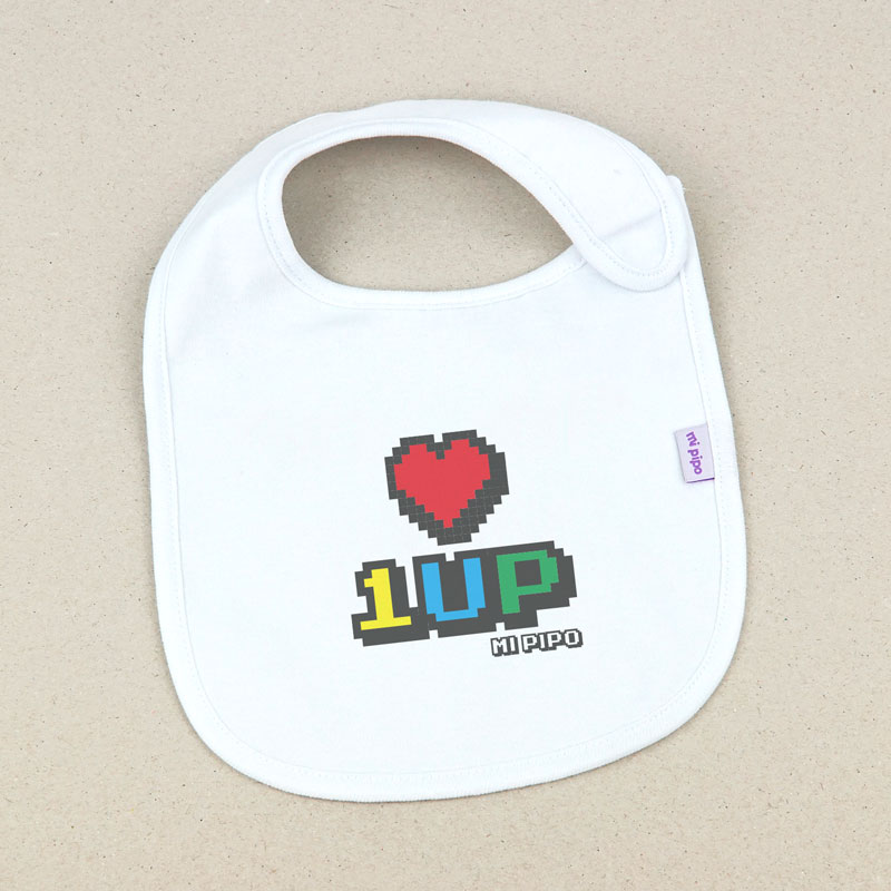 Babero Blanco Divertido 1 UP 1 Babero Blanco Divertido 1 UP