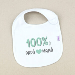 Babero Blanco Divertido 100% Papá, Mamá