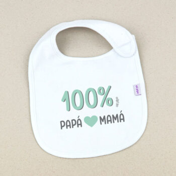 Babero Blanco Divertido 100% Papá, Mamá