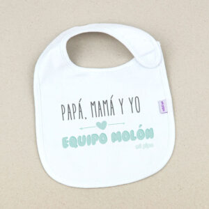 Babero Blanco Divertido Papá, Mamá y Yo Equipo molón