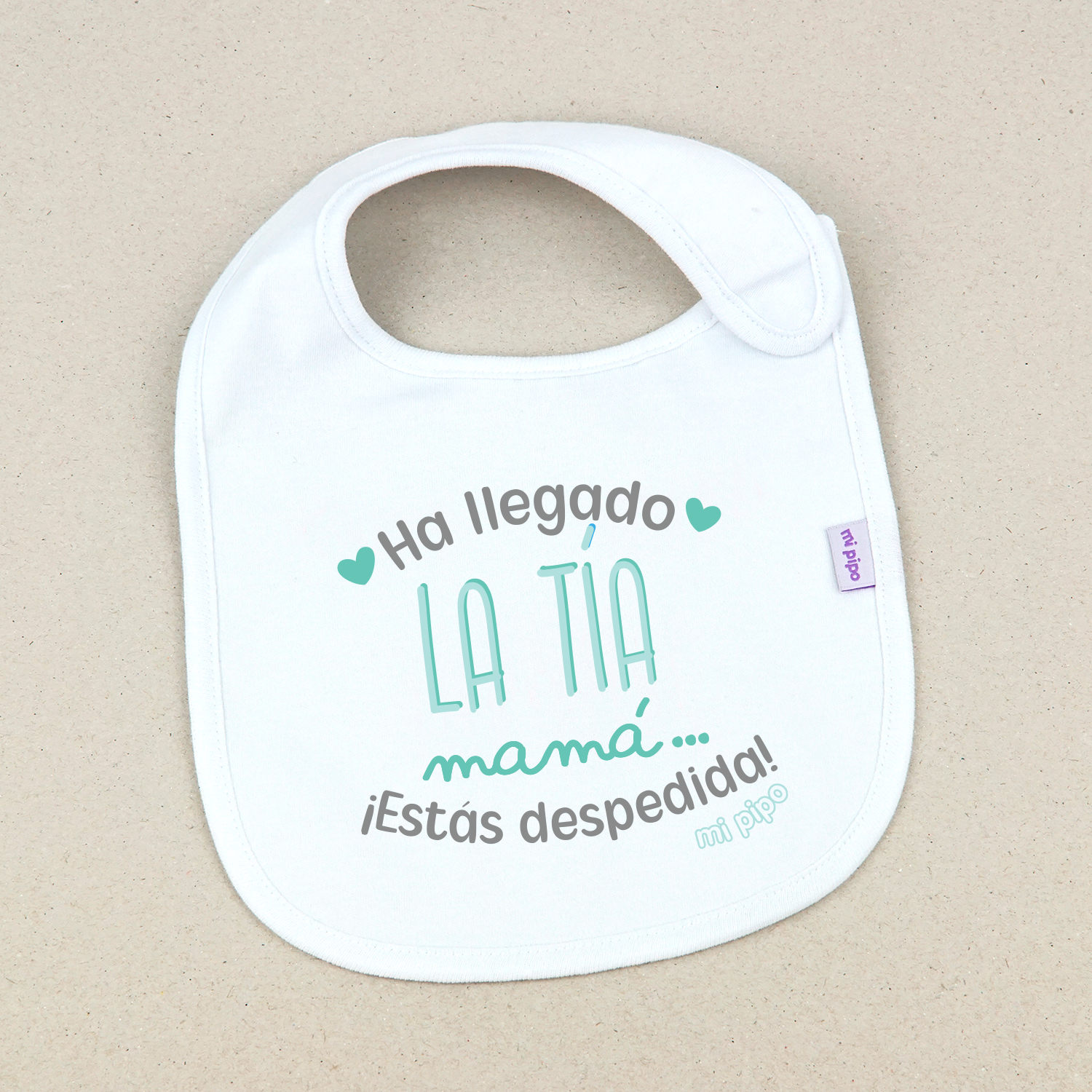 Babero Blanco Ha llegado (texto), ¡Mamá estás despedida! 3 Babero Blanco Ha llegado (texto), ¡Mamá estás despedida! - Imagen 3