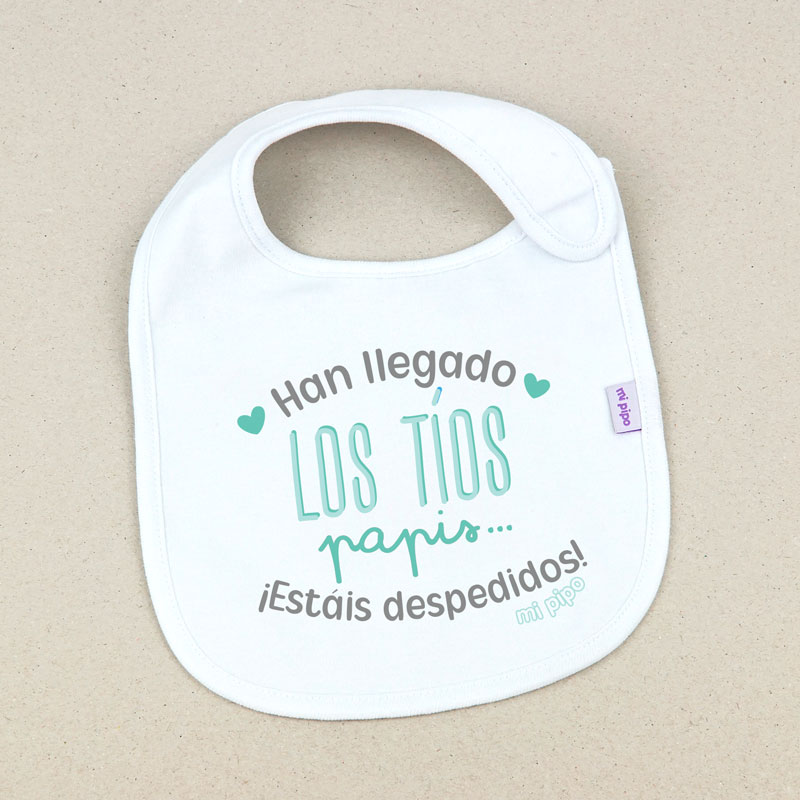 Babero Blanco Han llegado (texto), ¡Papis estáis despedidos! 2 Babero Blanco Han llegado (texto), ¡Papis estáis despedidos! - Imagen 2
