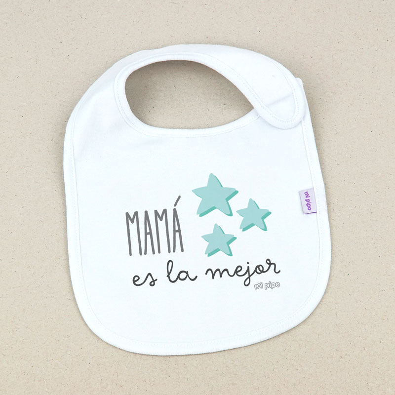 Babero Blanco Divertido Mamá es la mejor 1 Babero Blanco Divertido Mamá es la mejor