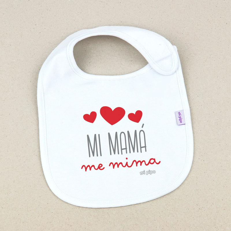 Babero Blanco Divertido Mi Mamá me mima 1 Babero Blanco Divertido Mi Mamá me mima