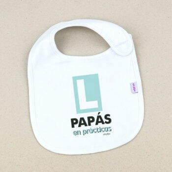 Babero Blanco Divertido PAPÁS en prácticas