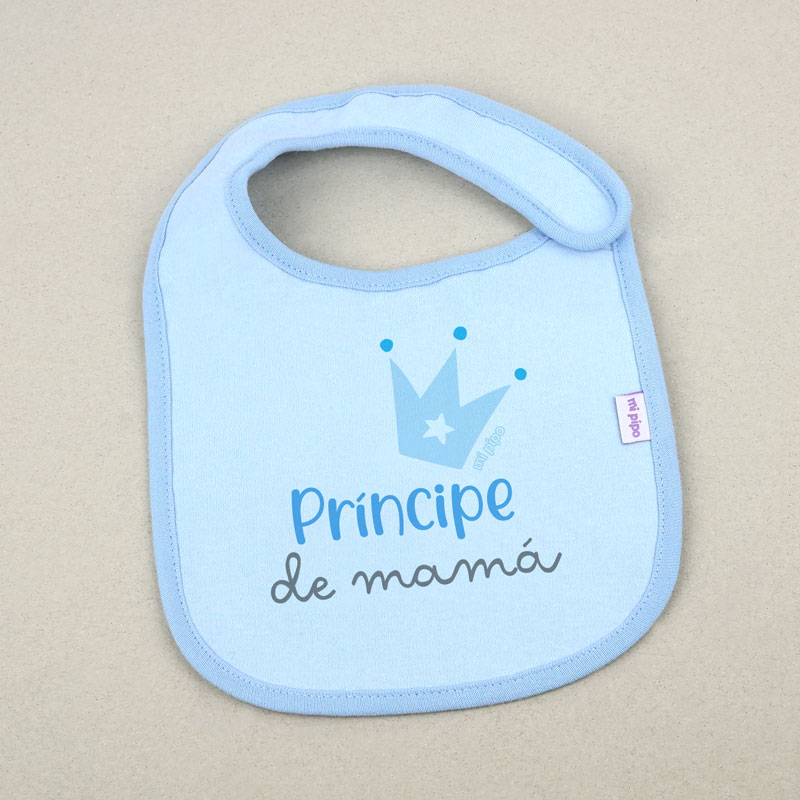 Babero Azul Divertido Príncipe de Mamá 1 Babero Azul Divertido Príncipe de Mamá