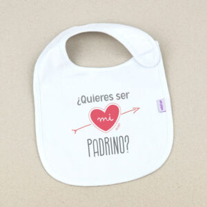 Babero Blanco Divertido ¿Quieres ser mi Padrino?