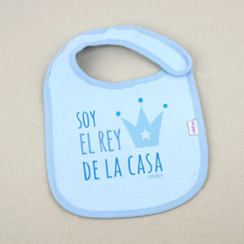 Babero Azul Divertido Soy el Rey de la casa