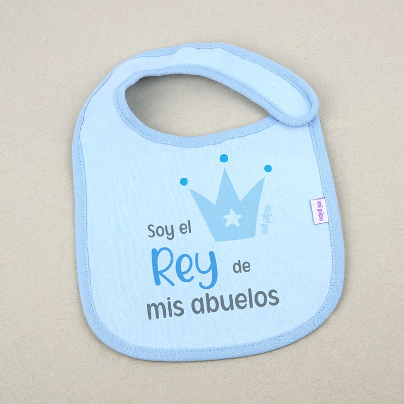 Babero Azul Divertido Soy el Rey de mi (texto) - Imagen 3