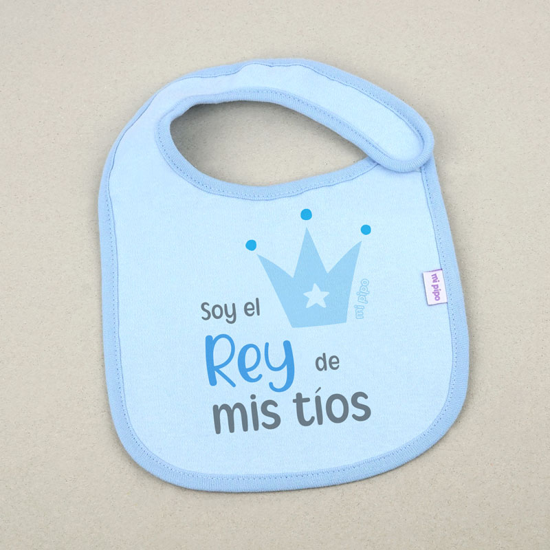 Babero Azul Divertido Soy el Rey de mi (texto) - Imagen 2
