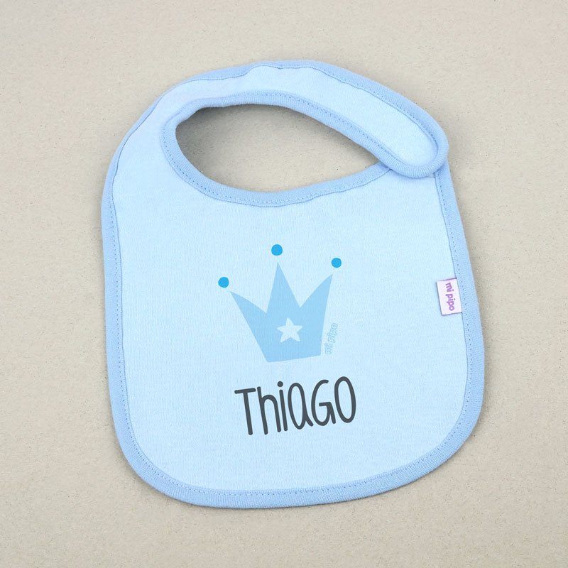 Babero Azul Personalizado Corona Azul