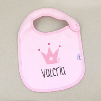 Babero Rosa Personalizado Corona Rosa