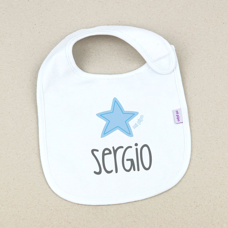 Babero Blanco Personalizado Estrella Azul 1 Babero Blanco Personalizado Estrella Azul