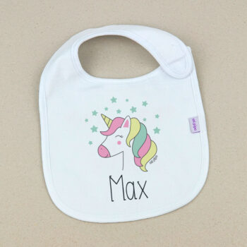 Babero Blanco Personalizado Unicornio