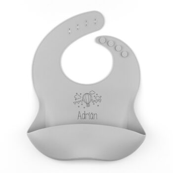 Babero de Silicona Personalizado Globo, color a elegir