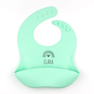 Babero de Silicona Personalizado Arcoíris, color a elegir