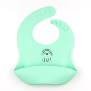 Babero de Silicona Personalizado Arcoíris, color a elegir