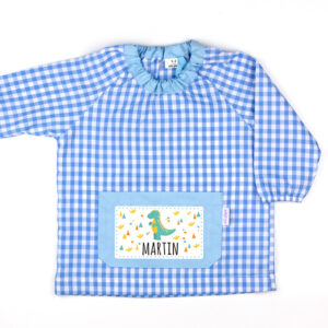 Babi con Bolsillo Personalizado Dinosaurio Azul