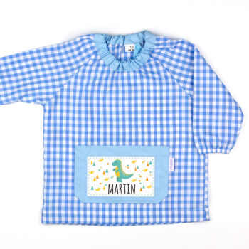 Babi con Bolsillo Personalizado Dinosaurio Azul