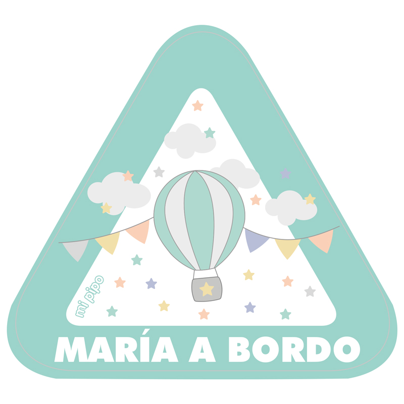Adhesivo Bebé a bordo para coche Personalizado Globo 1 Adhesivo Bebé a bordo para coche Personalizado Globo