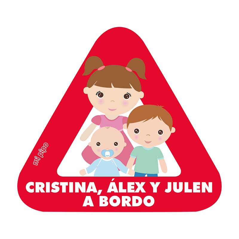 Adhesivo Bebé a bordo para coche Personalizado 3 Hermanos - Imagen 2