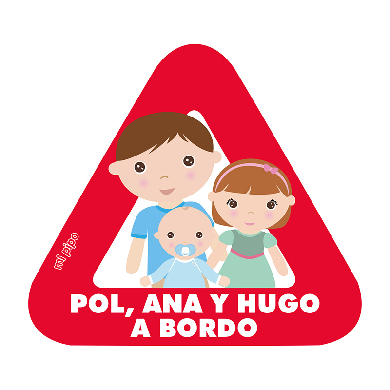 Adhesivo Bebé a bordo para coche Personalizado 3 Hermanos - Imagen 3