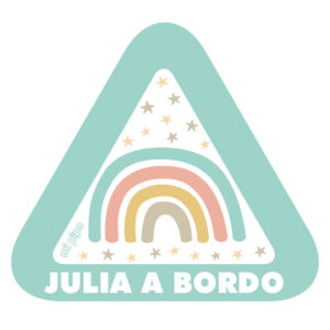 Adhesivo Bebé a bordo para coche Personalizado Arcoíris Soft