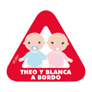 Adhesivo Bebé a bordo para coche Personalizado 2 Bebés