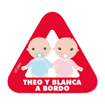 Adhesivo Bebé a bordo para coche Personalizado 2 Bebés