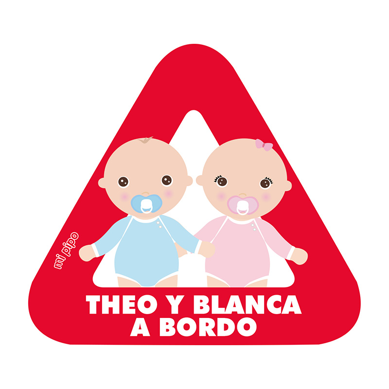 Adhesivo Bebé a bordo para coche Personalizado 2 Bebés 1 Adhesivo Bebé a bordo para coche Personalizado 2 Bebés