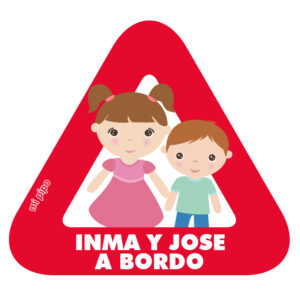 Adhesivo Bebé a bordo para coche Personalizado Herman@ mayor y Herman@ pequeñ@
