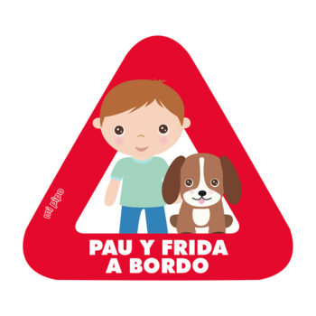 Adhesivo Bebé a bordo para coche Personalizado Niño y perrito