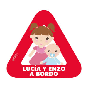 Adhesivo Bebé a bordo para coche Personalizado Hermana mayor y Bebé