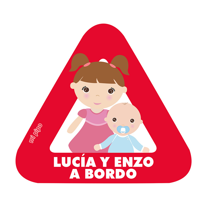 Adhesivo Bebé a bordo para coche Personalizado Hermana mayor y Bebé