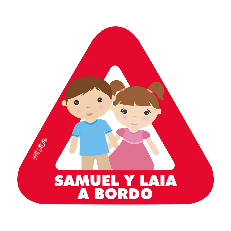 Adhesivo Bebé a bordo para coche Personalizado 2 Herman@s 1 Adhesivo Bebé a bordo para coche Personalizado 2 Herman@s