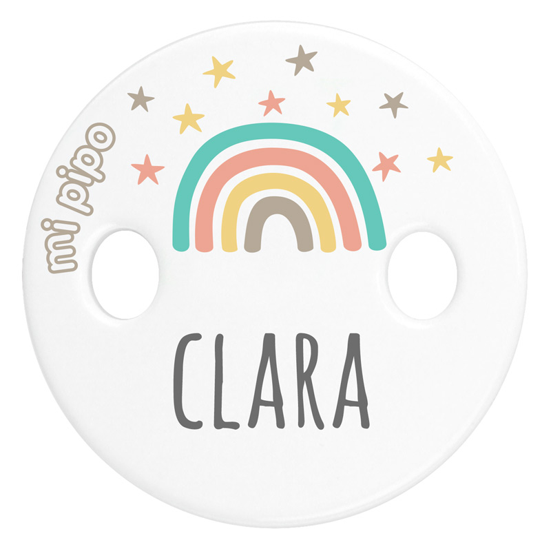 Sujetachupetes Personalizado Deco Arcoíris Soft Beige 1 Sujetachupetes Personalizado Deco Arcoíris Soft Beige