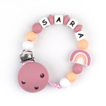 Chupetero de Silicona Personalizado Arcoíris Blush