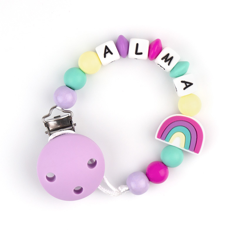 Chupetero de Silicona Personalizado Arcoíris Multicolor