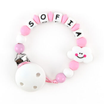 Chupetero de Silicona Personalizado Nube Rosa