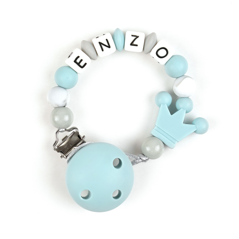 Chupetero de Silicona Personalizado Corona Azul Soft