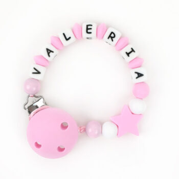 Chupetero de Silicona Personalizado Estrella Rosa