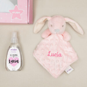 Cajita Dou Dou + Colonia Personalizada Conejito Rosa