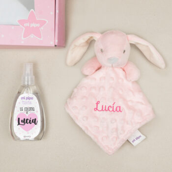 Cajita Dou Dou + Colonia Personalizada Conejito Rosa
