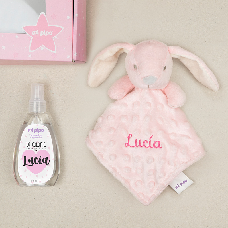 Cajita Dou Dou + Colonia Personalizada Conejito Rosa 1 Cajita Dou Dou + Colonia Personalizada Conejito Rosa