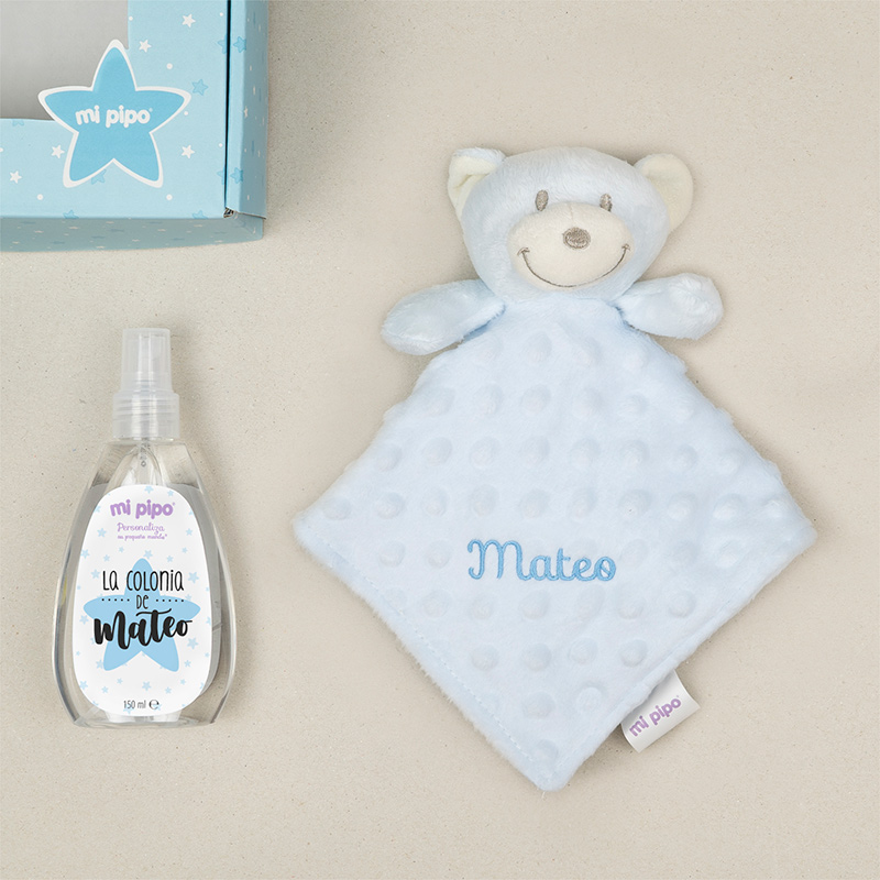 Cajita Dou Dou + Colonia Personalizada Osito Azul 1 Cajita Dou Dou + Colonia Personalizada Osito Azul