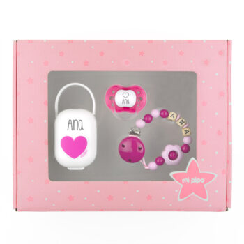 Cajita My Baby Personalizada Flor Rosa y Fucsia