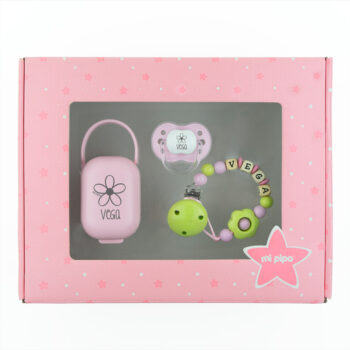 Cajita My Baby Personalizada Flor Rosa y Lima