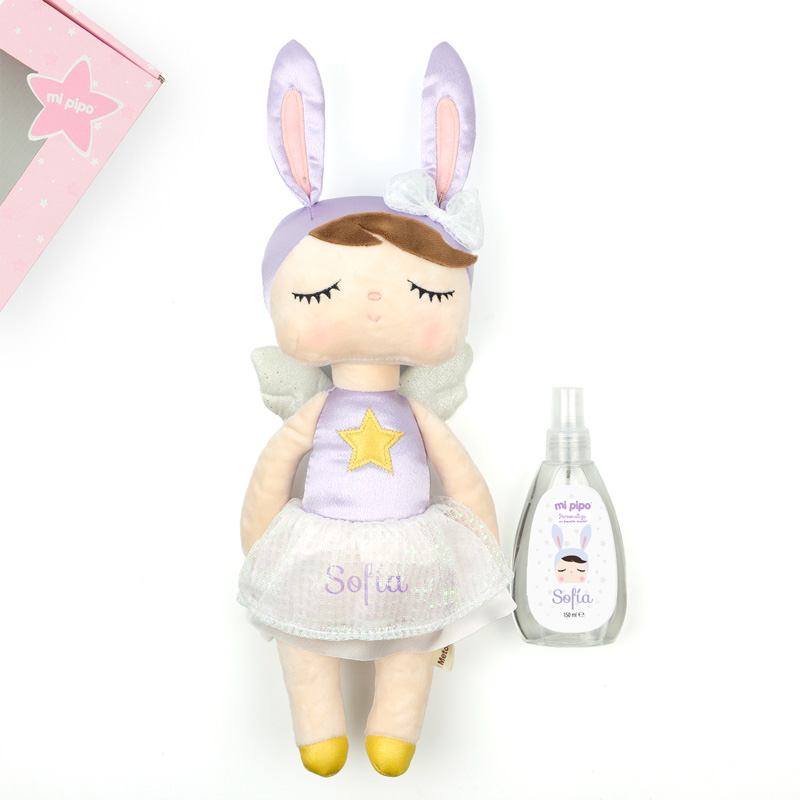 Cajita Muñeca Metoo + Colonia Personalizada Ángel Lila 1 Cajita Muñeca Metoo + Colonia Personalizada Ángel Lila