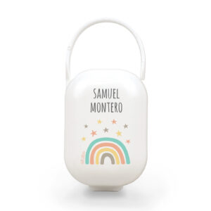 Cajita Portachupetes Personalizada Deco Arcoíris Soft