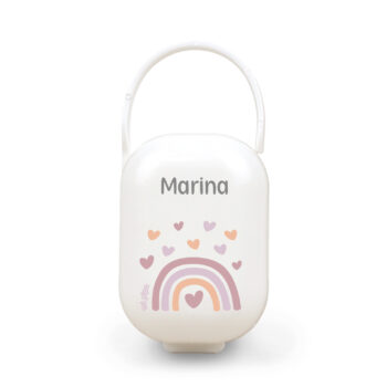 Cajita Portachupetes Personalizada Deco Arcoíris Blush